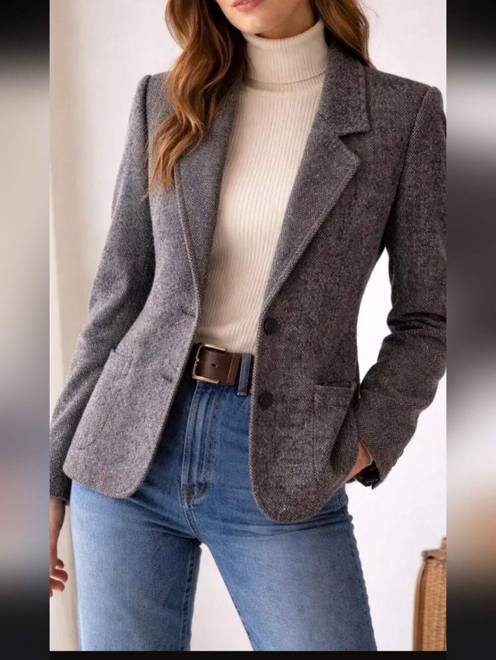 Tribal Women's Equestrian Charcoal Wool/Cashmere Blazer Jacket